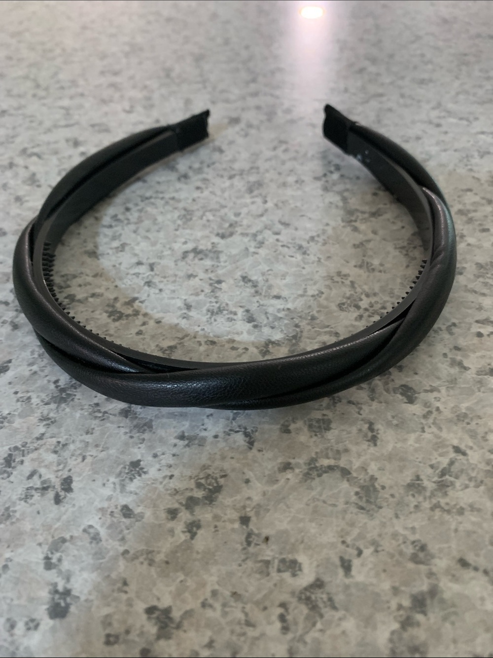 Black Twisted Faux Leather Headband
